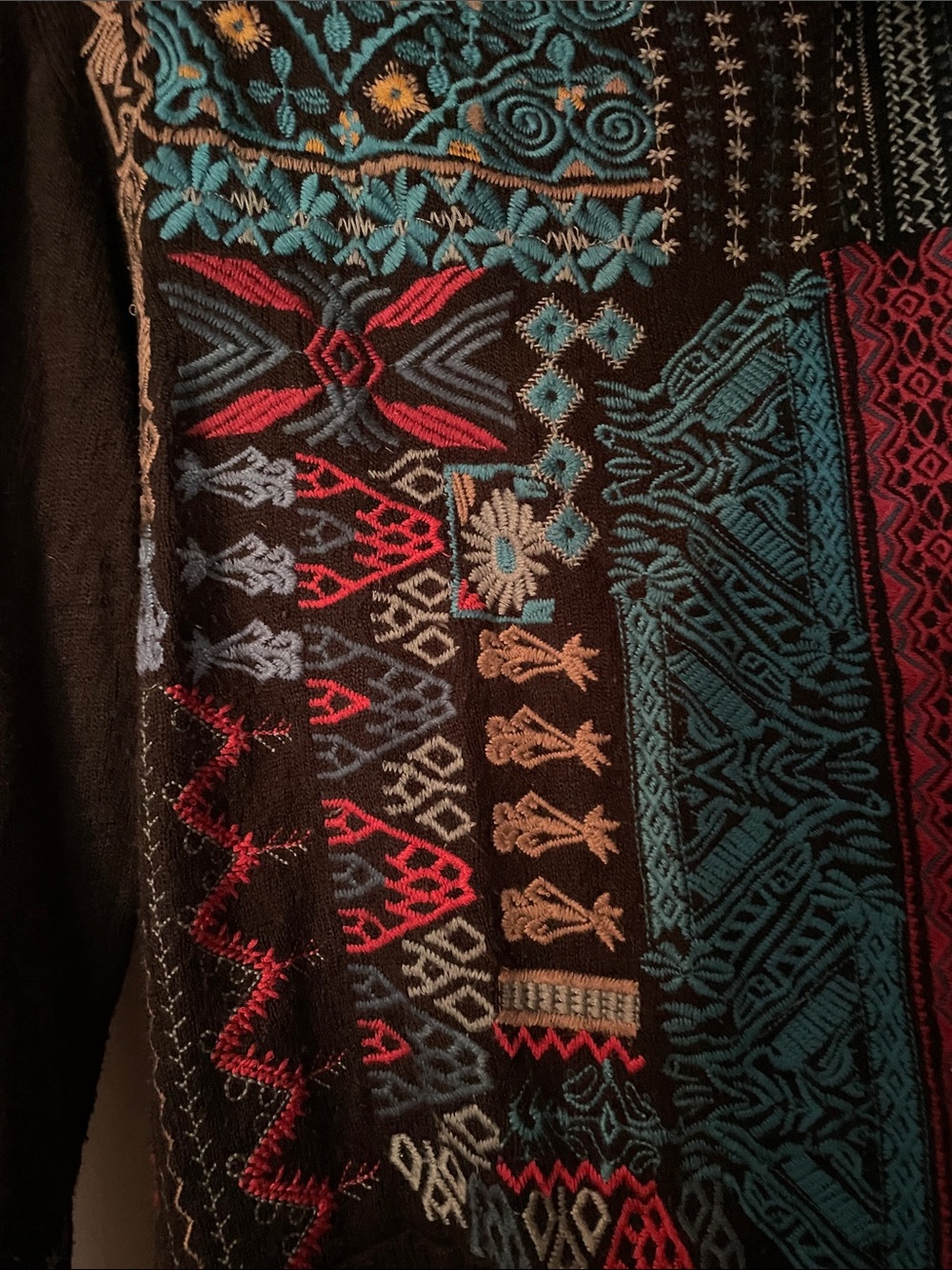 Johnny Was Black Multi-Color Embroidered Hooded Cardigan - Picture 2 of 10